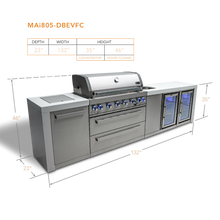 Load image into Gallery viewer, MONT ALPI 6-BURNER Deluxe Island with a Beverage Center and Fridge Cabinet with Beverage Center