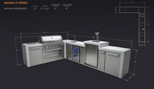 Load image into Gallery viewer, Mont Alpi Deluxe Island with 90 degree corner, beverage center and Kegerator