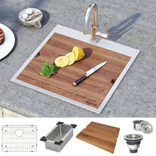 Load image into Gallery viewer, Ruvati 21 x 20 inch RV Workstation Drop-in Topmount Bar Prep Kitchen Sink 16 Gauge