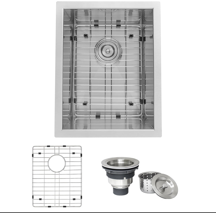 Ruvati Nesta 14-inch Undermount 16 Gauge Zero Raduis Bar Prep Kitchen Sink Stainless Steel Single Bowl